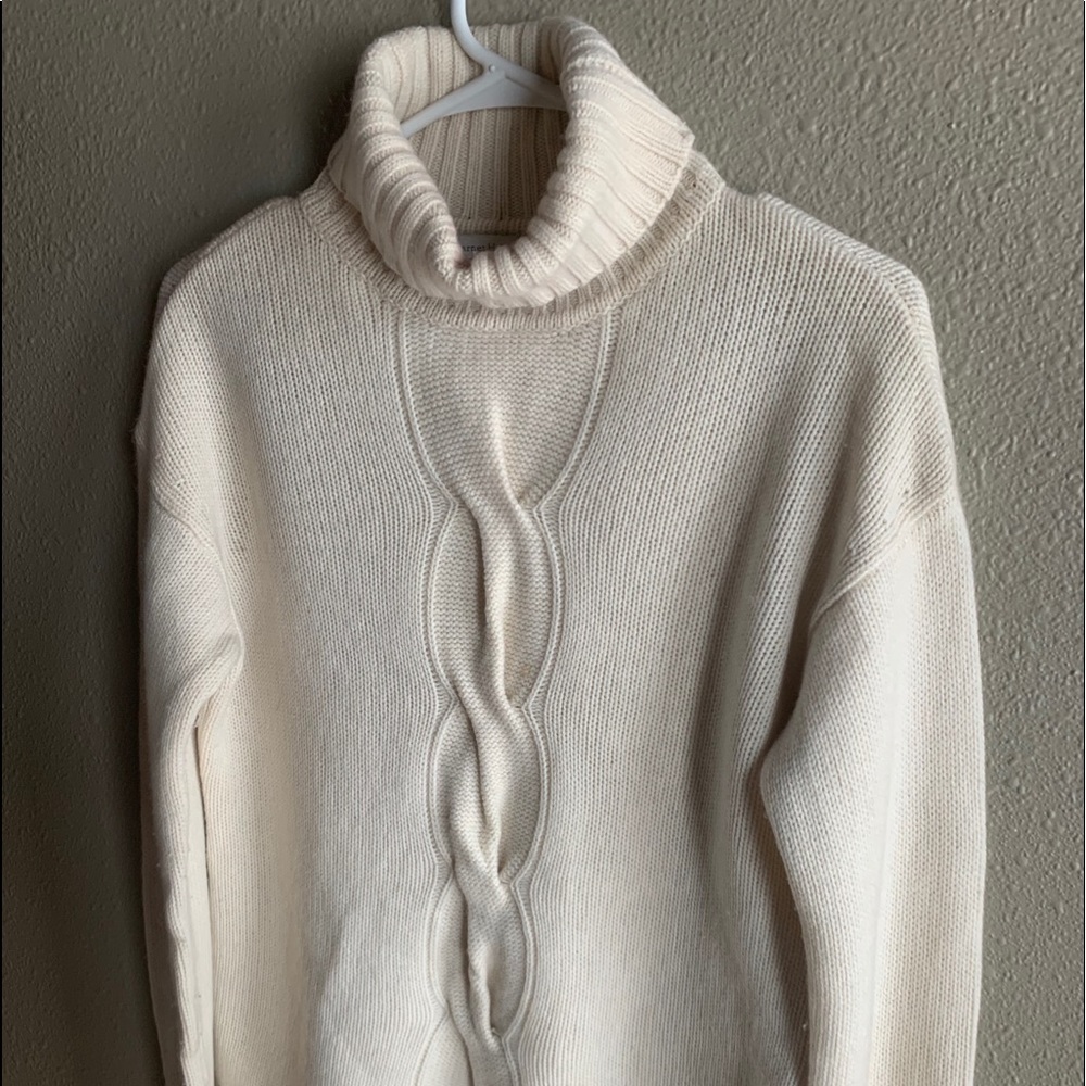 Garnet Hill ivory cashmere cable turtkeneck